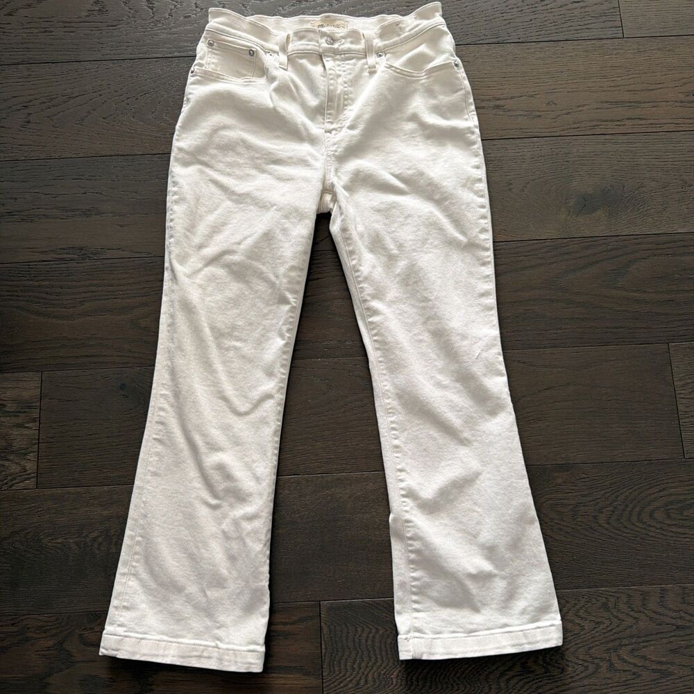 Madewell Women’s White Denim Flared Mid Rise Kick Out Jeans Size 29 - Picture 1 of 5